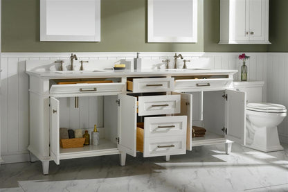 80" Double Sink Vanity Cabinet with Carrara White Quartz Countertop