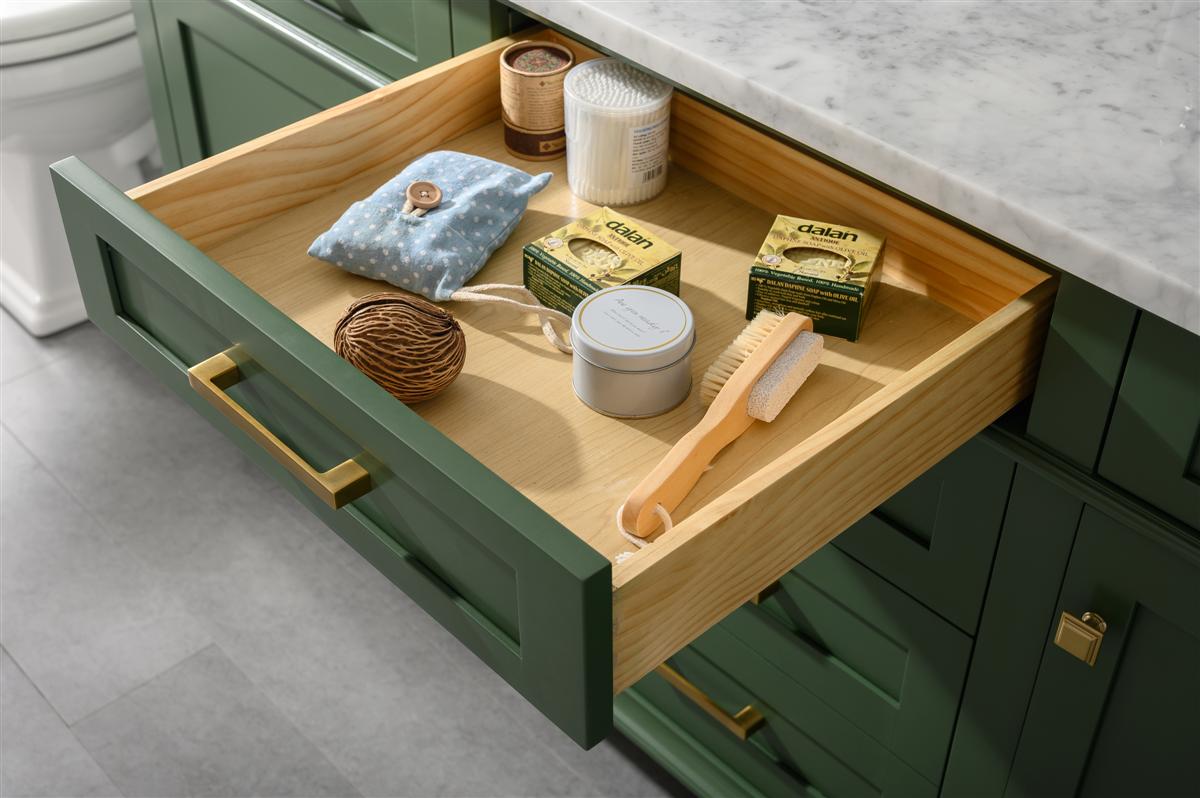 72" Double Sink Vanity Cabinet with Carrara White Marble or Blue Limestone Countertop