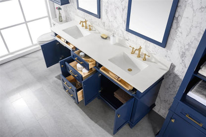 80" Double Sink Vanity Cabinet with Carrara White Quartz Countertop