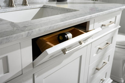 60" Single Sink Vanity Cabinet with Carrara White Marble or Blue Limestone Countertop