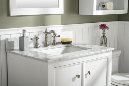 30" Single Sink Vanity Cabinet with Carrara White Marble or Blue Limestone Countertop