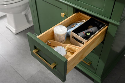 36" Single Sink Vanity Cabinet with Carrara White Marble or Blue Limestone Countertop