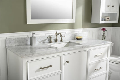 60" Single Sink Vanity Cabinet with Carrara White Marble or Blue Limestone Countertop