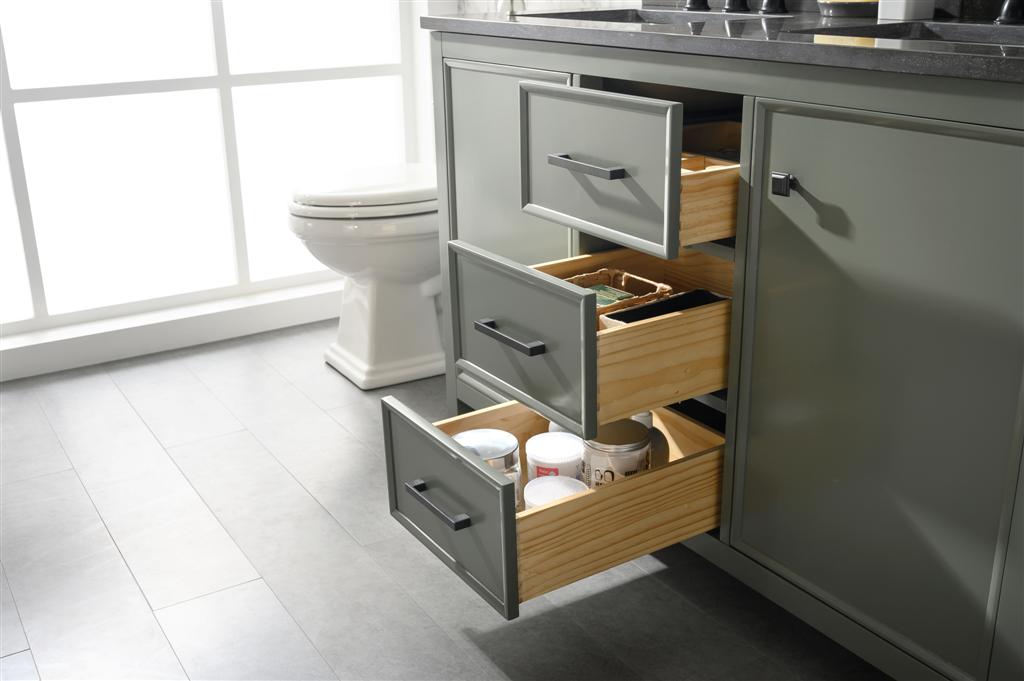 54" Double Sink Vanity Cabinet with Carrara White Marble or Blue Limestone Countertop