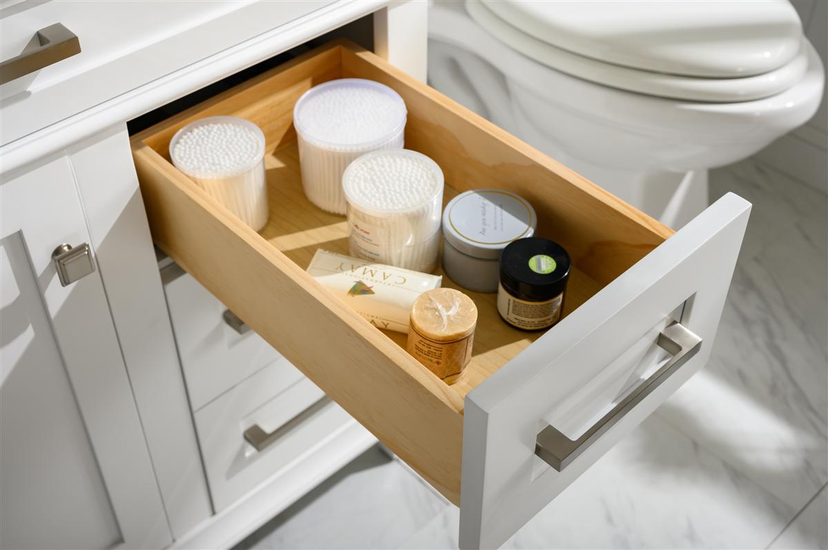 36" Single Sink Vanity Cabinet with Carrara White Marble or Blue Limestone Countertop