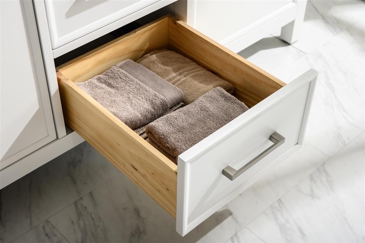 54" Double Sink Vanity Cabinet with Carrara White Marble or Blue Limestone Countertop