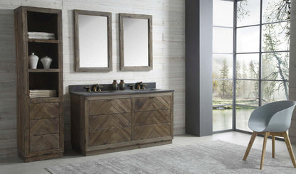 60" Wood Double Sink Vanity with Moonstone Top