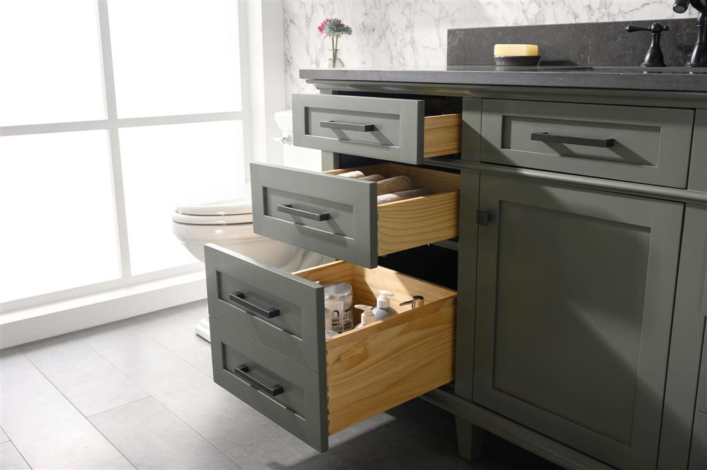 60" Single Sink Vanity Cabinet with Carrara White Marble or Blue Limestone Countertop