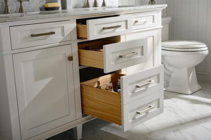 60" Double Sink Vanity Cabinet with Carrara White Marble or Blue Limestone Countertop