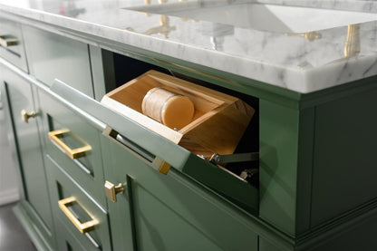 54" Double Sink Vanity Cabinet with Carrara White Marble or Blue Limestone Countertop