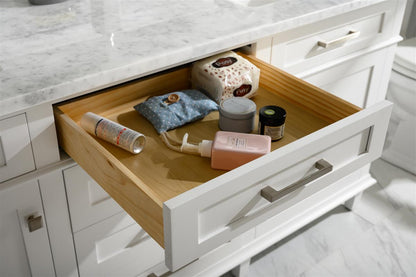 72" Double Sink Vanity Cabinet with Carrara White Marble or Blue Limestone Countertop