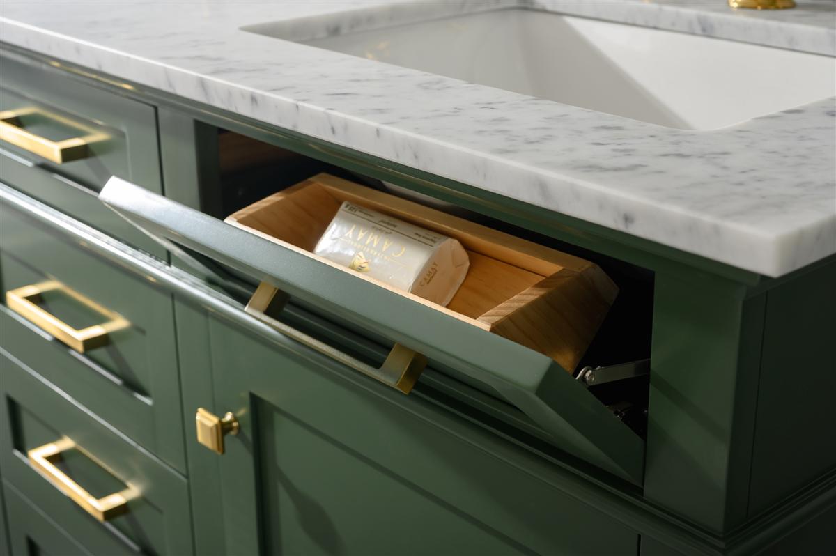 60" Double Sink Vanity Cabinet with Carrara White Marble or Blue Limestone Countertop