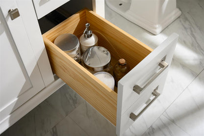 36" Single Sink Vanity Cabinet with Carrara White Marble or Blue Limestone Countertop