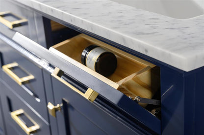 60" Double Sink Vanity Cabinet with Carrara White Marble or Blue Limestone Countertop