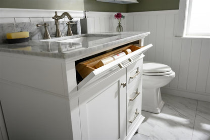 36" Single Sink Vanity Cabinet with Carrara White Marble or Blue Limestone Countertop