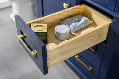 36" Single Sink Vanity Cabinet with Carrara White Marble or Blue Limestone Countertop