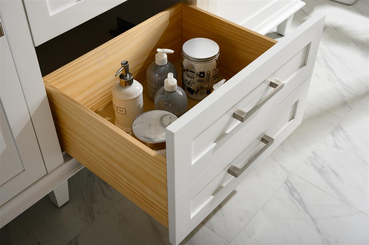 72" Double Sink Vanity Cabinet with Carrara White Marble or Blue Limestone Countertop