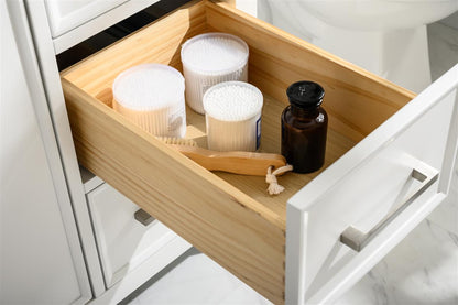 36" Single Sink Vanity Cabinet with Carrara White Marble or Blue Limestone Countertop