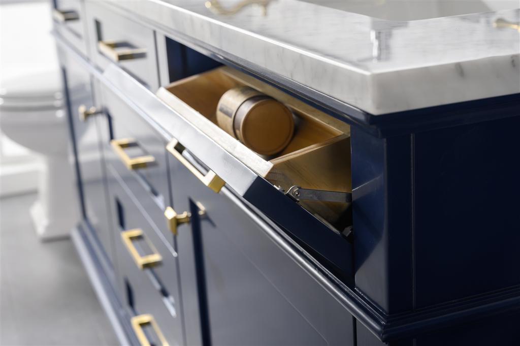 72" Double Sink Vanity Cabinet with Carrara White Marble or Blue Limestone Countertop