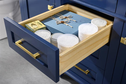 54" Double Sink Vanity Cabinet with Carrara White Marble or Blue Limestone Countertop