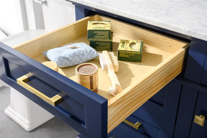 60" Single Sink Vanity Cabinet with Carrara White Marble or Blue Limestone Countertop