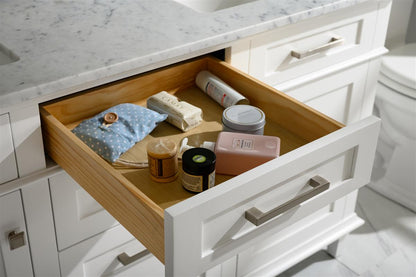 60" Double Sink Vanity Cabinet with Carrara White Marble or Blue Limestone Countertop