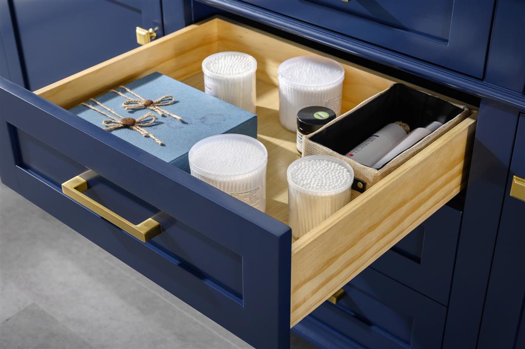 72" Double Sink Vanity Cabinet with Carrara White Marble or Blue Limestone Countertop