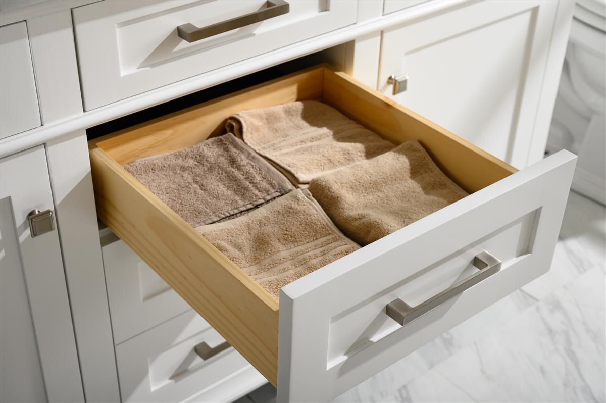 60" Double Sink Vanity Cabinet with Carrara White Marble or Blue Limestone Countertop