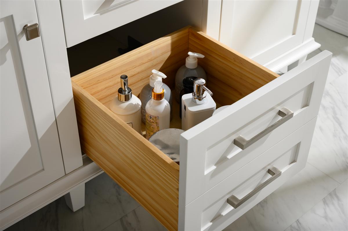 60" Double Sink Vanity Cabinet with Carrara White Marble or Blue Limestone Countertop