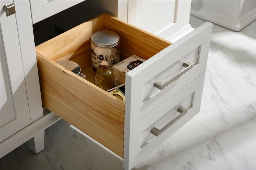 54" Double Sink Vanity Cabinet with Carrara White Marble or Blue Limestone Countertop