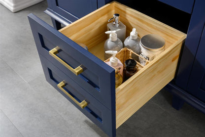 60" Double Sink Vanity Cabinet with Carrara White Marble or Blue Limestone Countertop