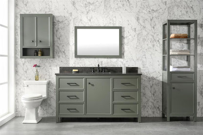 60" Single Sink Vanity Cabinet with Carrara White Marble or Blue Limestone Countertop