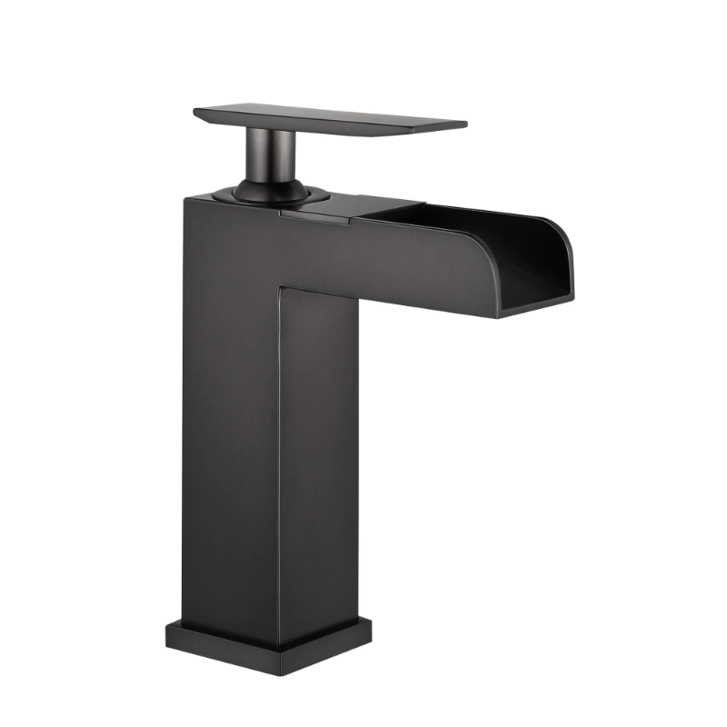 Modern Single Hole Waterfall Faucet with Drain