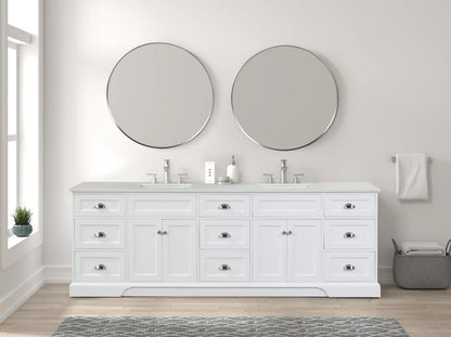 Epic 96"W x 22"D Double Sink Bathroom Vanity with Carrara Quartz Countertop and Undermount Porcelain Sink