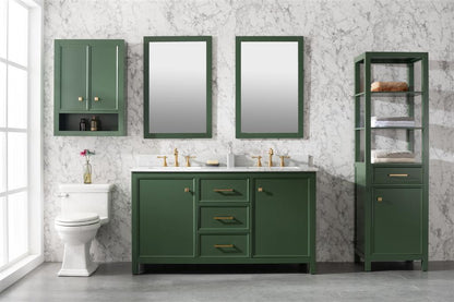 60" Double Sink Vanity Cabinet with Carrara White Marble or Blue Limestone Countertop