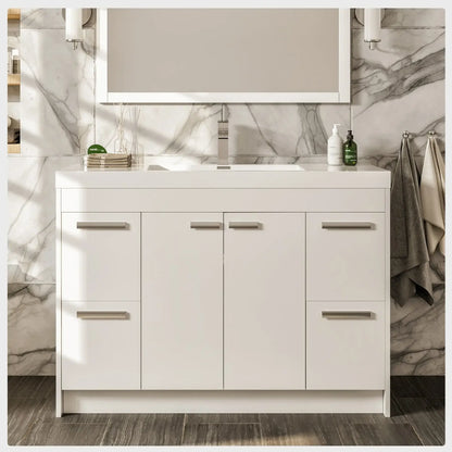 Lugano 42"W x 20"D Single Sink Bathroom Vanity with White Acrylic Countertop and Integrated Sink