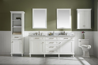 72" Double Sink Vanity Cabinet with Carrara White Marble or Blue Limestone Countertop