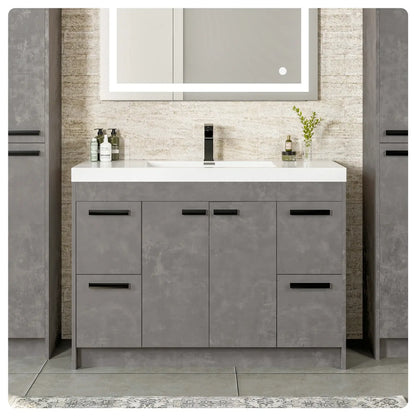 Lugano 48"W x 20"D Single Sink Bathroom Vanity with White Acrylic Countertop and Integrated Sink