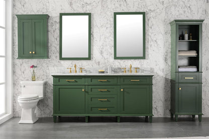 72" Double Sink Vanity Cabinet with Carrara White Marble or Blue Limestone Countertop