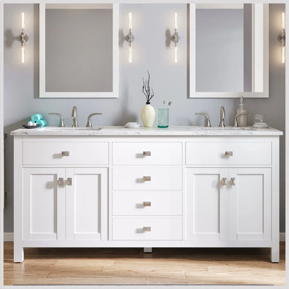 Artemis 60"W x 22"D Double Sink Bathroom Vanity with Carrara Quartz Countertop and Undermount Porcelain Sink