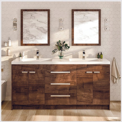 Lugano 60"W x 20"D Double Sink Bathroom Vanity with Acrylic Countertop and Integrated Sink