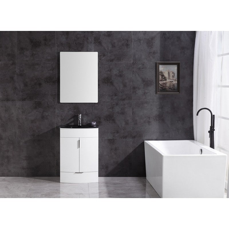 24" Single Sink Freestanding Bathroom Vanity - PVC and Tempered Glass