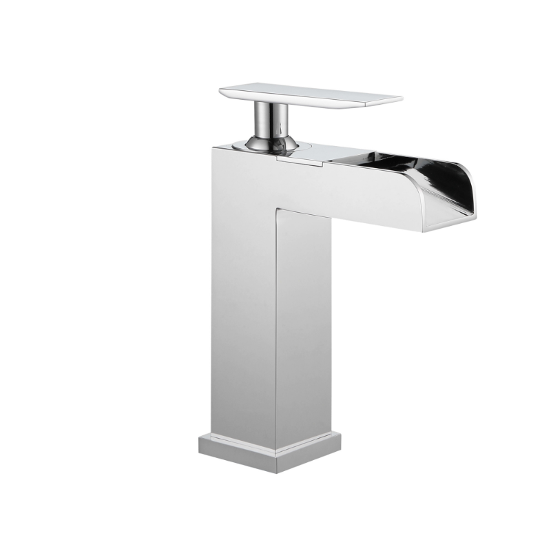 Modern Single Hole Waterfall Faucet with Drain