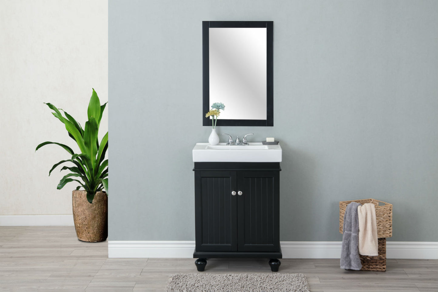 24" Space Saving Single Sink Bathroom Vanity