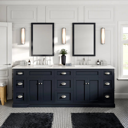 Epic 84"W x 22"D Double Sink Bathroom Vanity with Carrara Quartz Countertop and Undermount Porcelain Sink