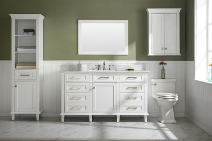 60" Single Sink Vanity Cabinet with Carrara White Marble or Blue Limestone Countertop