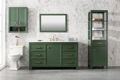 60" Single Sink Vanity Cabinet with Carrara White Marble or Blue Limestone Countertop