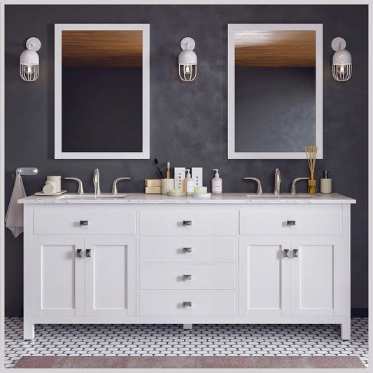 Artemis 72"W x 22"D Double Sink Bathroom Vanity with Carrara Quartz Countertop and Undermount Porcelain Sink