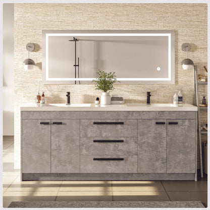 Lugano 72"W x 20"D Double Sink Bathroom Vanity with Acrylic Countertop and Integrated Sink