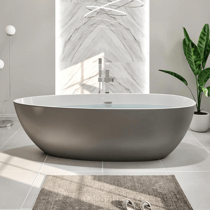 Eviva Viva 60" Solid Surface Grey & White Freestanding Bathtub